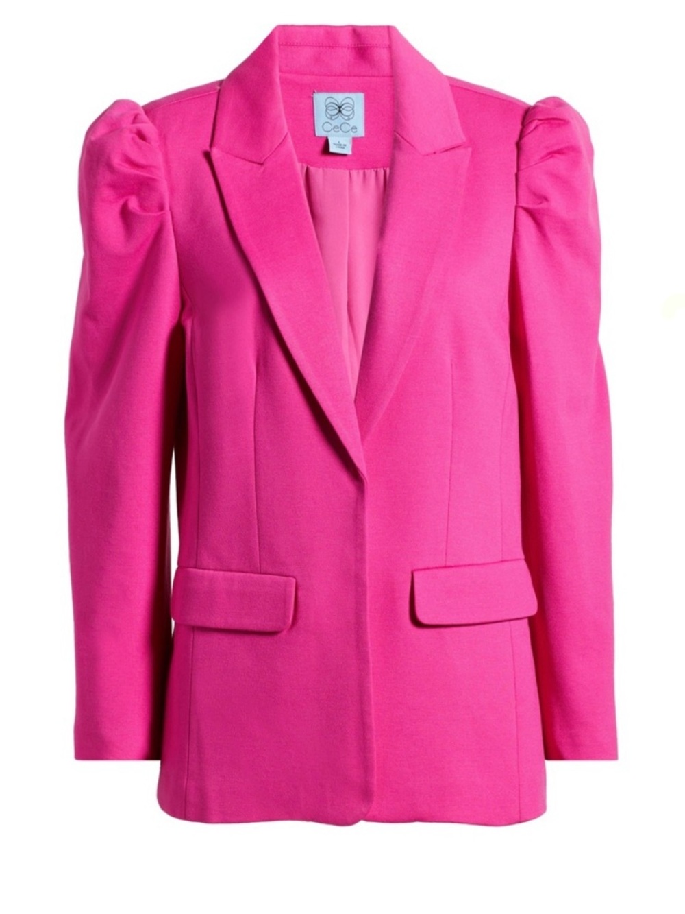 NWT CeCe Fuchsia Bright Pink Puff Sleeve Blazer Jacket   Sz Small